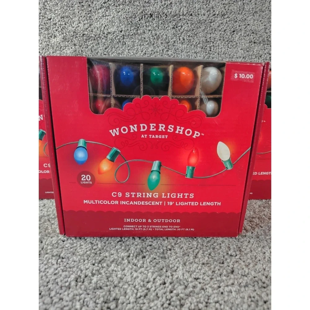 Wondershop  C9 String Lights Mutilcolor Incandescent 19' Lighted Length 3 Sets